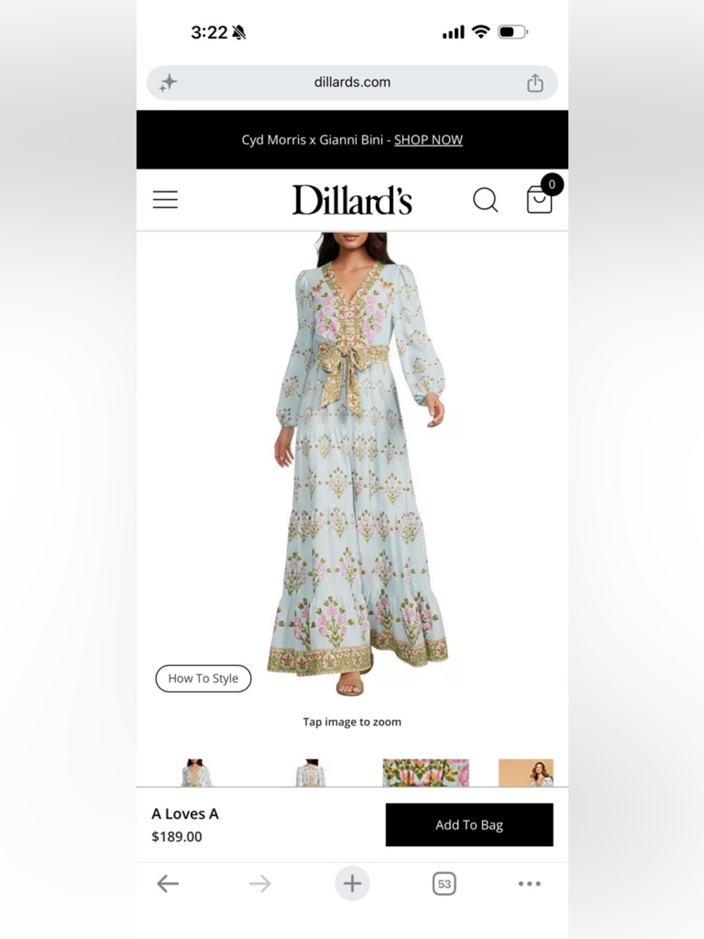 A Loves A Boho Floral V-Neck Maxi Dress - Light Blue with Pink Flowers